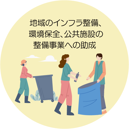 地域のインフラ整備、環境保全、公共施設の整備事業への助成